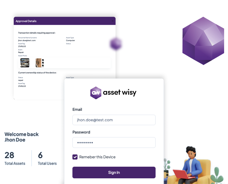 Asset Wisy Login Screen